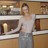 Line Stitch Bodysuit [Nude Gray]