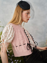プチリボンニットベスト / Petite Ribbon Knit Vest (Pink)