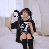 0 6 パンクバンドキャットTシャツ / 0 6 punk band cat t-shirt - BLACK