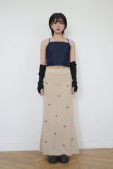 チェリー刺繍入りロングスカート / Cherry Embroidered Long Sk (2 colors)
