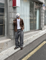 No.0089 rain washing wide black denim PT