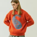 BULKY BRUSH PAISLEY SWEATER ORANGE