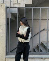 Leather crop string padding vest