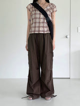 ウカシャーリングツーウェイジョガーリネンワイドカーゴパンツ / Uka shirring two-way jogger linen wide cargo pants