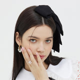 アンバランスビッグリボンヘアピン(ブラック)