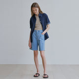 デニムステッチハーフシャツ / Denim stitch half shirt