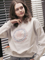 Women's Crop Circle Logo Emboss Le Lis HeavyTerry Sweatshirt AshgrayPink(FCD3TS701W)