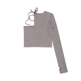UNBALANCED WARMER CROP TOP (Dark Beige)
