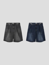 Well Button denim half pants 2color