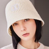 VA Square Applique Knit Bucket Hat / Ivory