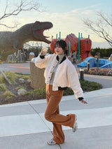 Softly corduroy boot-cut pants