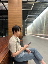オンスリネン3ボタンカラー半袖ニットウェア / Oz Linen 3 Button Collar Short-Sleeved Knitwear (5 colors)