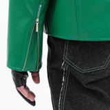 SINGLE LEATHER JACKET GREEN