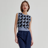 Luna Cat Knit vest [Blue] (6679675666550)