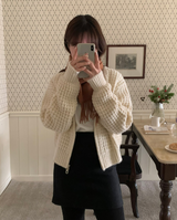 [YELLOMOI]  waffle to way zipup - knit