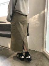 Daily slit cargo bendable long skirt