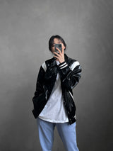 ASCLO Shine Leather Varsity Jacket (3color) (6687744884854)