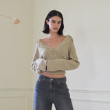 バックレスカラーニット/BACKLESS COLLARED KNIT (BEIGE)