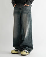 Vintage brush blue denim pants