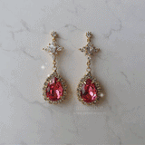Romantic Queen Waterdrop Crystal Piercing - Rosepink