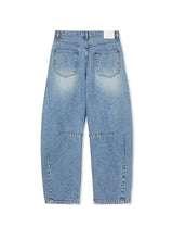 multi dart balloon denim pants blue