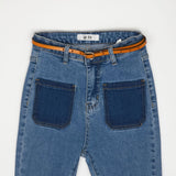 セミブーツカットフィットベルトセットデニムパンツ / LEE EUN-JI WORN SEMI BOOTSCUT FIT BELT SET DENIM PANTS [6880]