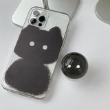 スケッチサムキャットブラックビードスマホグリップ