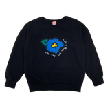 SETSETSET BIG FLOWER NAPPING SWEAT SHIRT BLACK (6652493496438)