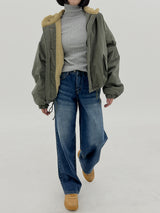 ウールショートパッドジャンパー / Wool short padded jumper (2color)