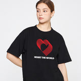 Overlap Heart Line Short Sleeve Tee_Black/Red Logo