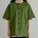 ラウンドハーフシャツジャケット / unisex round half shirts jacket olive green