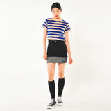 フェンススイングデニムミニスカート / FENCE SWING DENIM MINI SKIRT (BLACK)