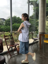 Slush denim half pants