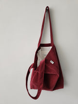 Corduroy simple line bag - autumn red