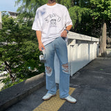 ニーカッティングワイドデニムパンツ