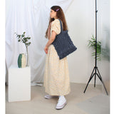 Wave smocking bag Ⅱ (grayish blue) (6657233453174)