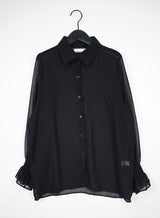 ダスティーシースルーラッフルシャツ / Dusty See-through Ruffle Shirt (3color)