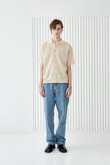 BUTTON UP HALF SLEEVE PIQUE CARDIGAN CREAM (6566843646070)