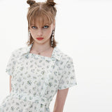 スクエアネックワンピース/Square Neckline One-piece [Blue Flower]