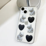 ハートキャットフォンケース / Heart cat phone case White
