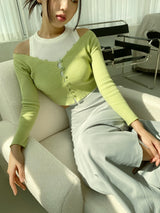 イエロービーントップカーディガンツーピース/yellow bean top cardigan two-piece