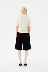 ドゥードゥルチェリーハーフレングスバンディングパンツ / DOODLE CHERRY HALF LENGTH BANDING PANTS [BLACK]