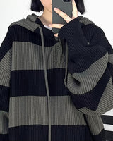 ストライプウォーマーフードニットウェア/Stripe Warmer Hood-Knitwear