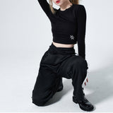 [NONCODE] New Dell Embroidery Crop T-shirt