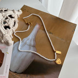 hiv パールハートキッチュネックレス/hiv Pearl heart kitsch necklace (2color)