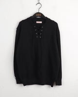 Gender eyelet strap long sleeve knit