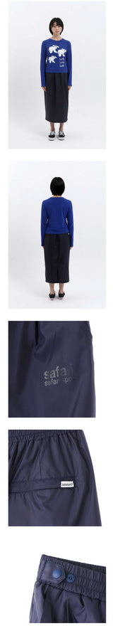 BASIC SAFARI POLY SKIRT (NAVY)