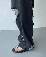 ダメージワイドパンツ / SK Damage Wide Pants (2 colors)