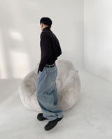 No.9842 snap wide light denim PT