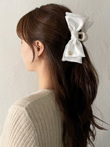 oar Vintage Cameo Ribbon Hair Claw [White]